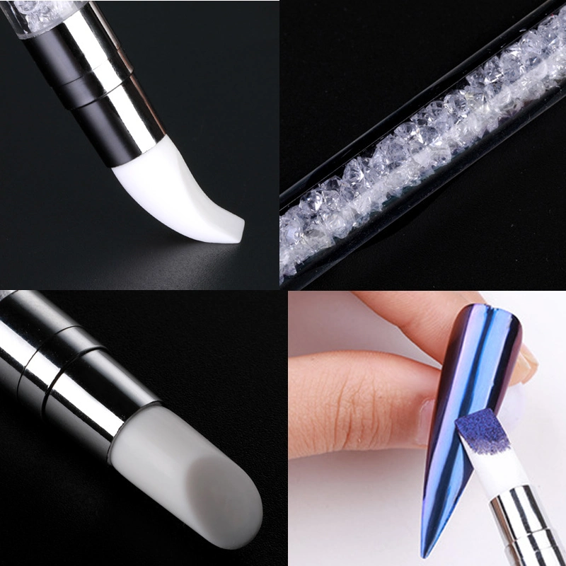 Nail Art Decoration Brushes Double Silicone Head Carving Rhinestone Dotting Pen