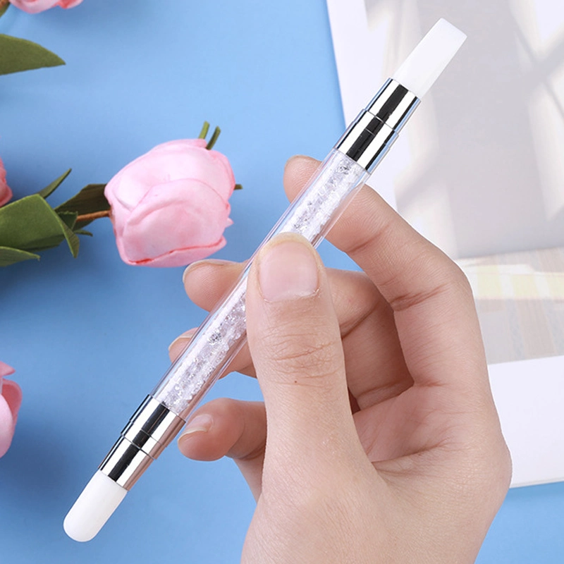 Nail Art Decoration Brushes Double Silicone Head Carving Rhinestone Dotting Pen