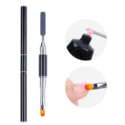 Pinceau de peinture à Double tête pour Nail Art, stylo de conception d'extension de Gel UV acrylique avec bâton de spatule